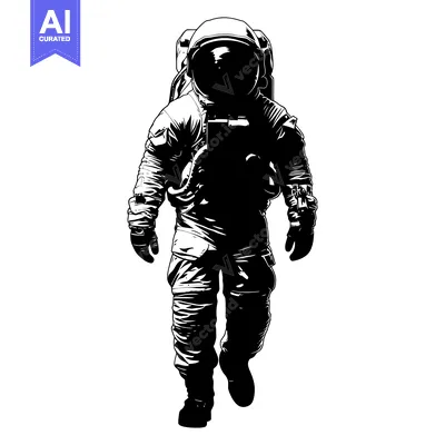 Aset desain premium: A Silhouette of an Astronaut in Space Suit Walking