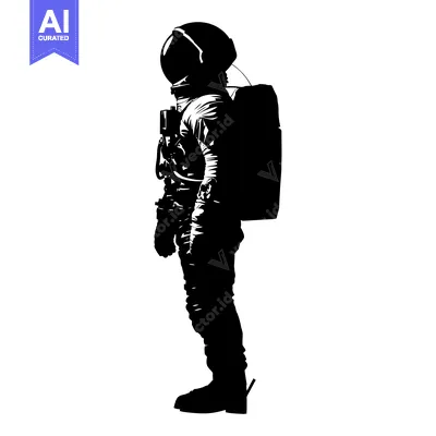 Aset premium populer: Silhouette of an astronaut standing in a spacesuit