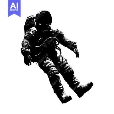 Aset desain premium: Silhouette of an Astronaut Floating in Space