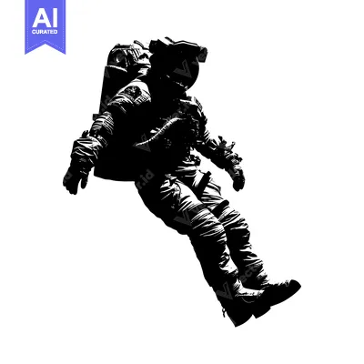 Aset desain premium: Silhouette of an Astronaut Floating in Space