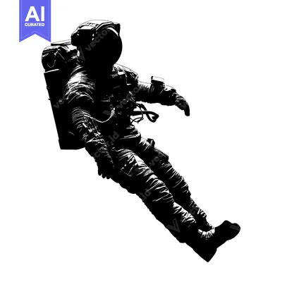 Aset premium populer: Silhouette of an Astronaut Floating in Space