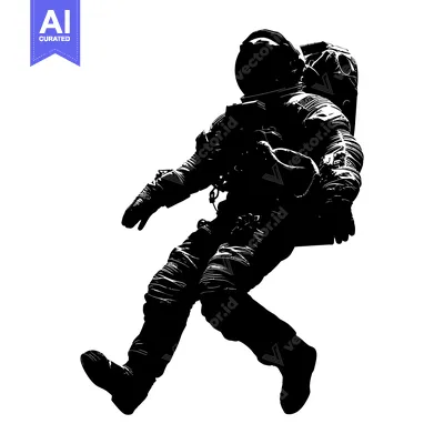 Aset desain premium: A Silhouette of an Astronaut Floating in Space
