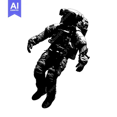 Aset premium populer: Silhouette of an astronaut floating in space