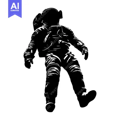 Aset premium populer: Silhouette of an Astronaut Floating in Space