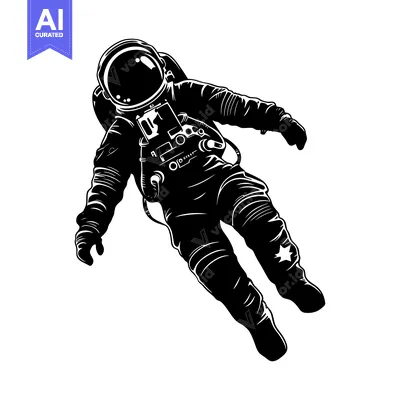 Aset desain premium: Silhouette of an Astronaut Floating in Space