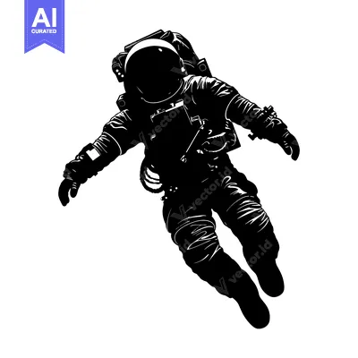Silhouette of an astronaut floating in space