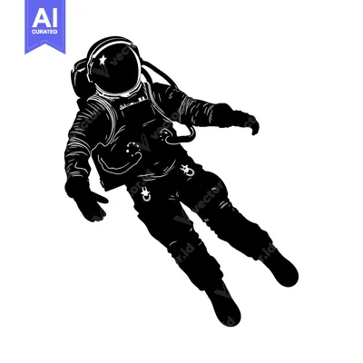 Aset premium populer: Silhouette of an astronaut floating in space
