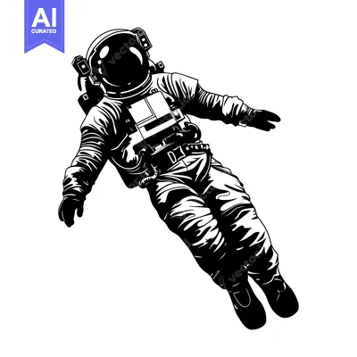 Astronaut Floating in Space in a Space Suit