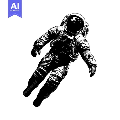 Aset premium populer: Silhouette of an Astronaut Floating in Space