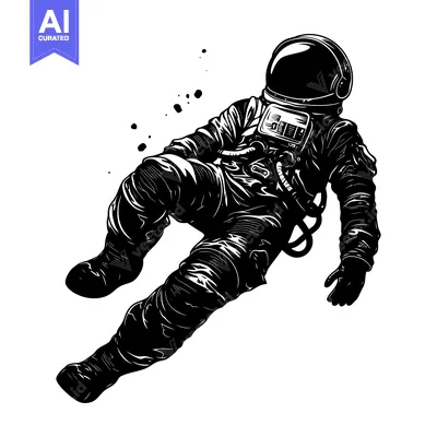 Premium design asset: Silhouette of an Astronaut Floating in Space