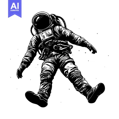 Premium design asset: A Silhouetted Astronaut Floating in Space