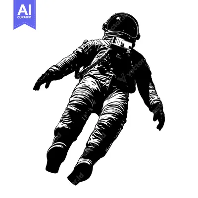Aset premium populer: A Silhouette of an Astronaut Floating in Space
