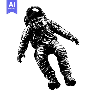 Aset desain premium: Astronaut in Space Suit Floating in Zero Gravity