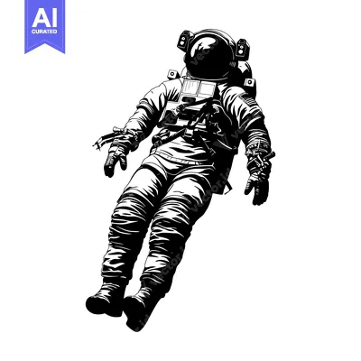 Aset desain premium: Astronaut in Space Suit Floating in Zero Gravity