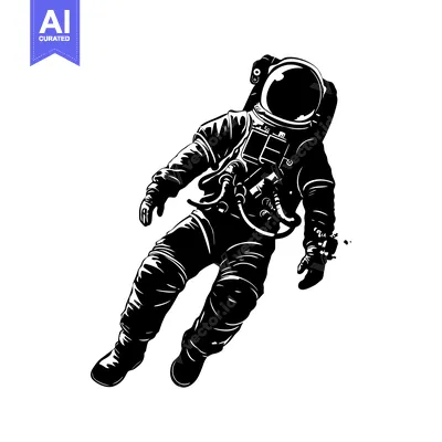 Popular premium asset: Black and White Silhouette of an Astronaut Floating in Space