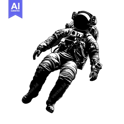 Aset premium populer: Silhouette of an Astronaut Floating in Space
