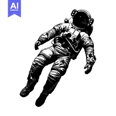 Aset desain premium: A Silhouette of an Astronaut Floating in Space