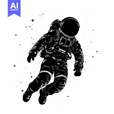 Premium design asset: A Silhouette of an Astronaut Floating in Space Surrounded by Stars