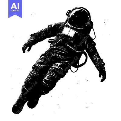 Popular premium asset: Black and White Silhouette of an Astronaut Floating in Space
