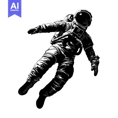 Aset desain premium: A Silhouette of an Astronaut Floating in Space