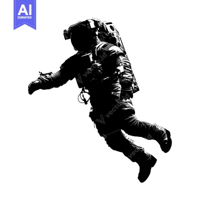 Premium design asset: Silhouette of an Astronaut Floating in Space
