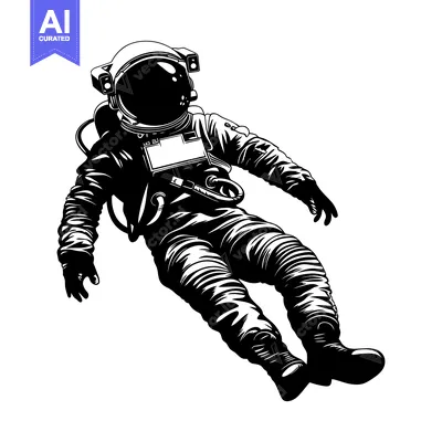Aset desain premium: A Silhouette of an Astronaut Floating in Space