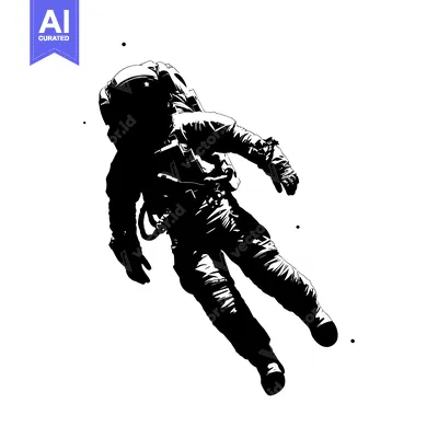 Aset premium populer: Silhouette of an Astronaut Floating in Space