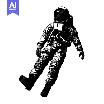 Popular premium asset: A Black and White Illustration of an Astronaut Floating in Space