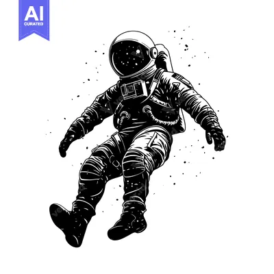 Premium design asset: Astronaut Floating in Space with Stars Visible Through Helmet