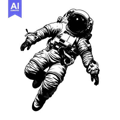 Aset desain premium: Astronaut in Space Suit Floating in Zero Gravity