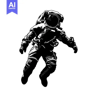 Aset premium populer: Silhouette of an Astronaut Floating in Space