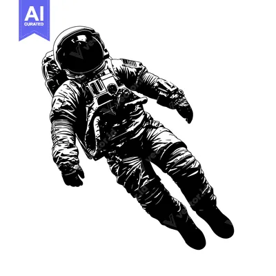 Astronaut in Space Suit Floating in Space