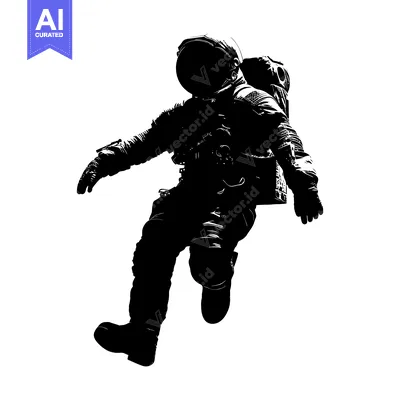 Premium design asset: Silhouette of an astronaut floating in space