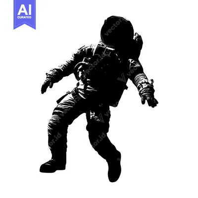 Aset premium populer: Silhouette of an astronaut floating in space