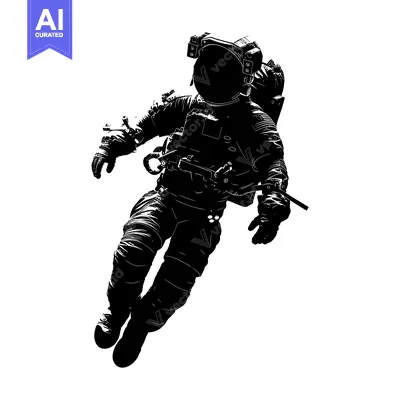 A Silhouette of an Astronaut Floating in Space
