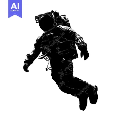 Aset premium populer: Silhouette of an Astronaut Floating in Space