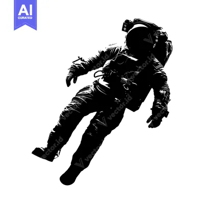 Silhouette of an Astronaut Floating in Space