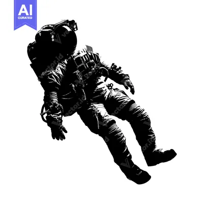 A Black and White Silhouette of an Astronaut Floating in Space