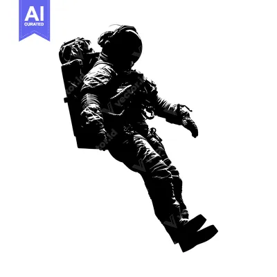 Aset premium populer: Silhouette of an Astronaut Floating in Space