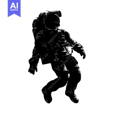 Premium design asset: Silhouette of an Astronaut Floating in Space