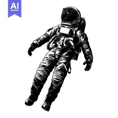 Astronaut Floating in Space with a Starry Helmet