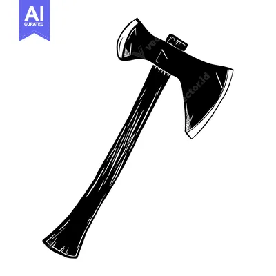 Aset premium populer: Black and White Hand-Drawn Illustration of an Axe