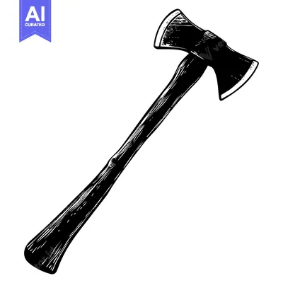 Aset premium populer: Black and White Hand Drawn Illustration of an Axe