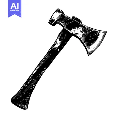 Premium design asset: Black and White Illustration of a Hand Axe