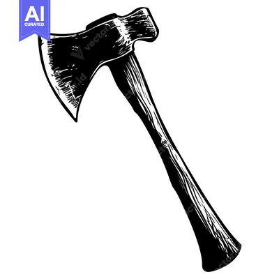 Aset premium populer: Black and White Hand Drawn Illustration of an Axe