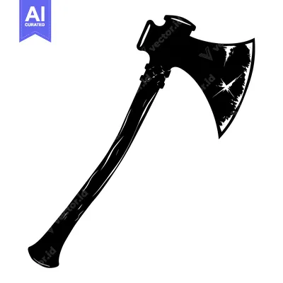 Aset premium populer: Black and White Silhouette of a Hand Axe