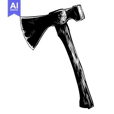 Premium design asset: A Black and White Sketch of an Axe
