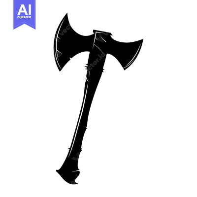Aset premium populer: Black and White Silhouette of a Double-Headed Axe