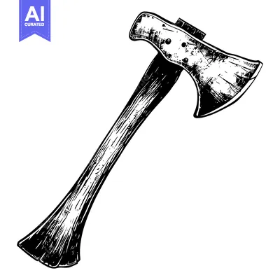 Black and White Sketch of a Hand Axe