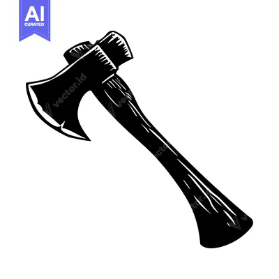 Aset premium populer: Black and White Illustration of a Single Hand Axe